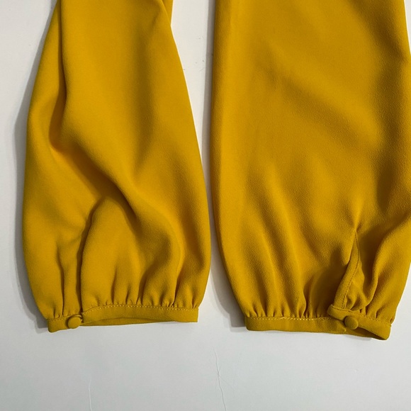J. Crew Drapey Crepe Faux Wrap Blouse Rich Yellow Golden Women Size 12 - Picture 12 of 13